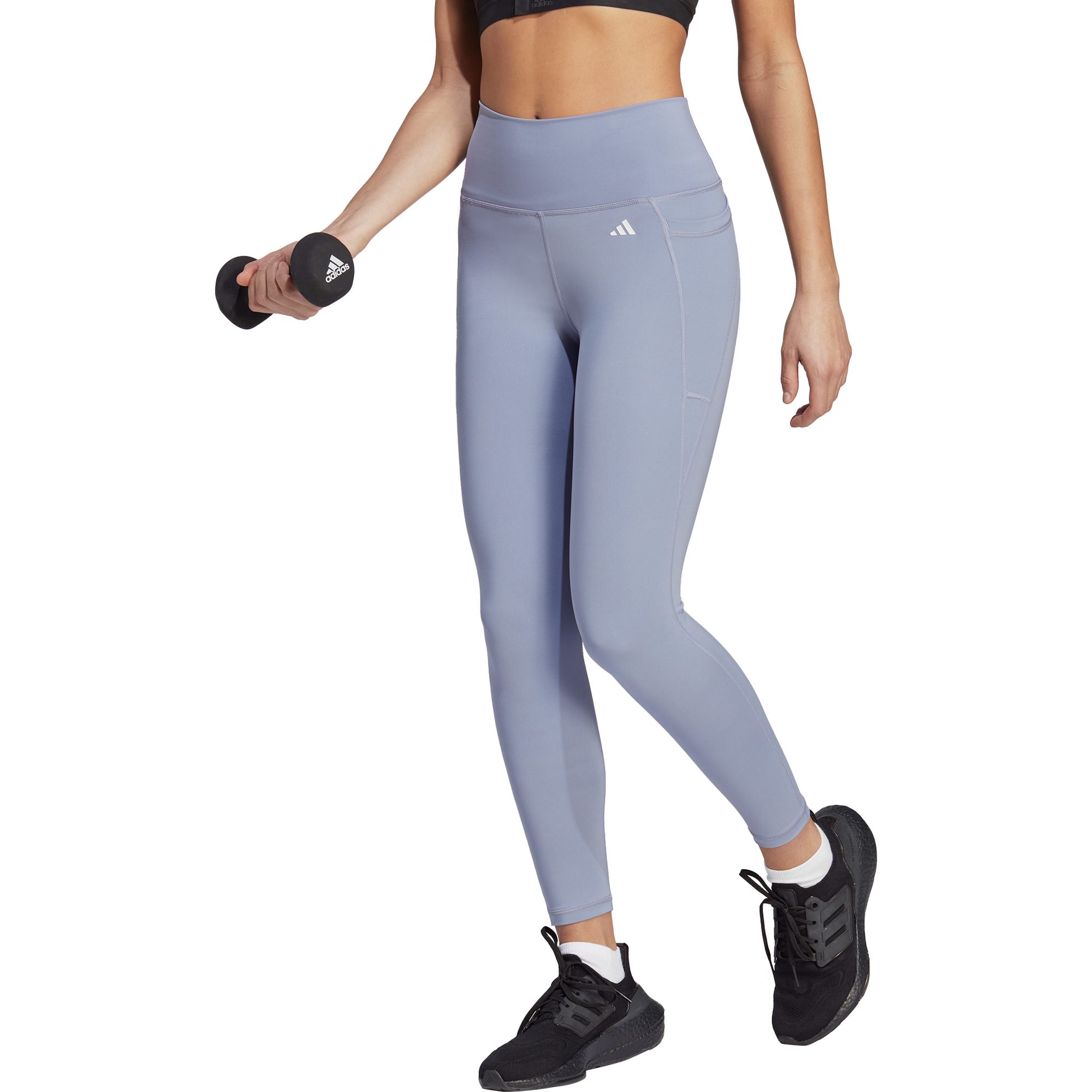 adidas Optime Stash Pocket High-Waisted 7/8-Tights Damen silver violet