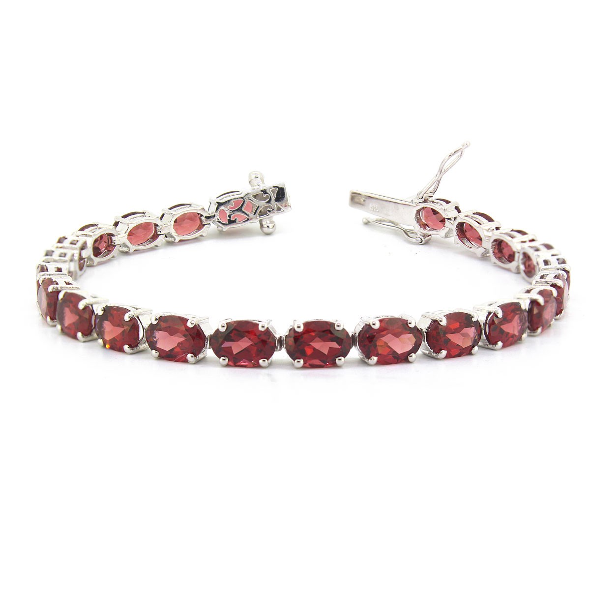 Bracelet Grenat Ovale et Argent 925 - Éclat Sensationnel Aden Bijoux