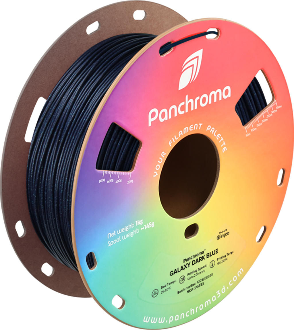 Polymaker  Panchroma™ PLA Galaxy Dark Blue, 1,75 mm / 1000 g    Funkelnder Charme der Galaxie in Dunkelblau