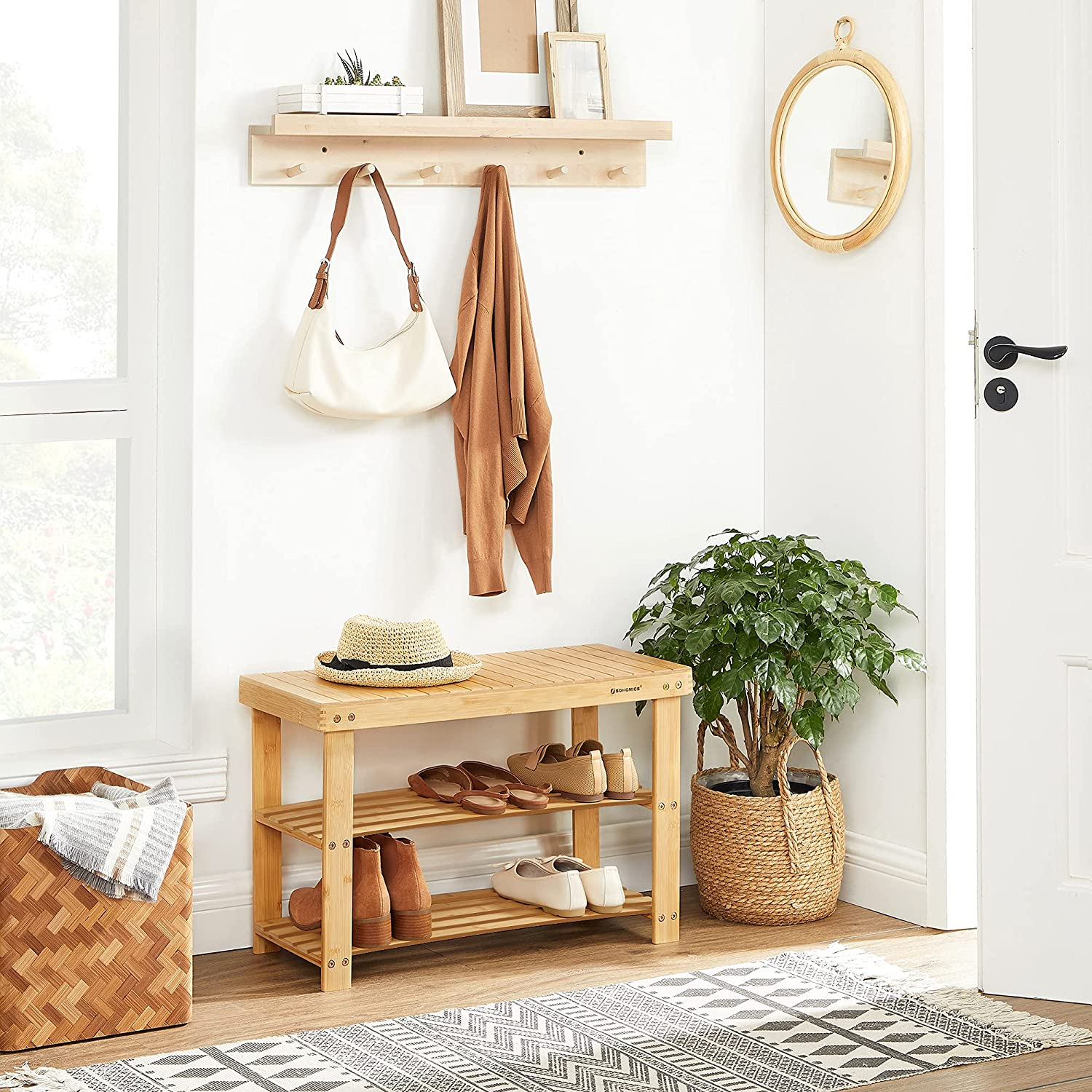 Schoenenrek Indusign bamboe Naturel en wit bamboe