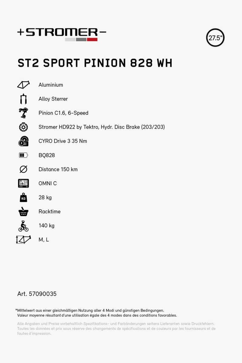 Stromer ST2 Sport Pinion 27.5 E-Bike 2024