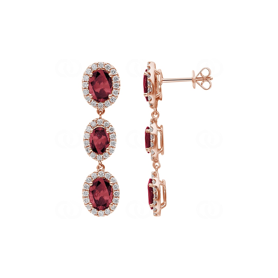 Ohrhänger 750/18 K Roségold mit Rubinen & Diamanten 0.89 ct H/si