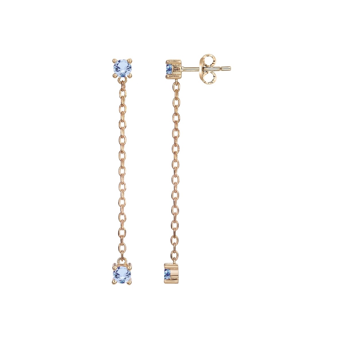 Boucles d'oreilles pendantes en Plaqué Or avec spinelle bleu topaze