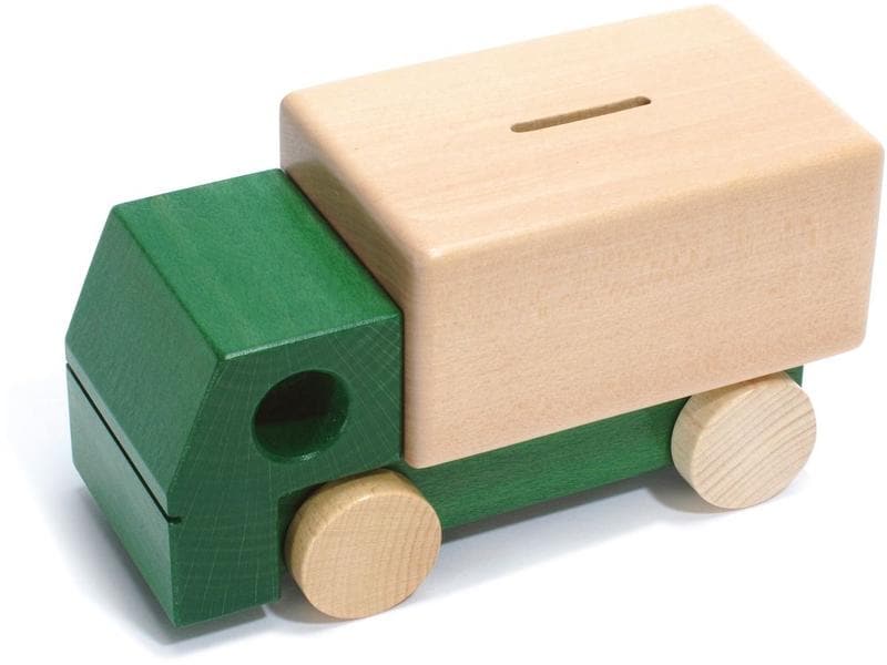Weizenkorn Spardose Lastwagen, Grün Sparbüchse aus Holz