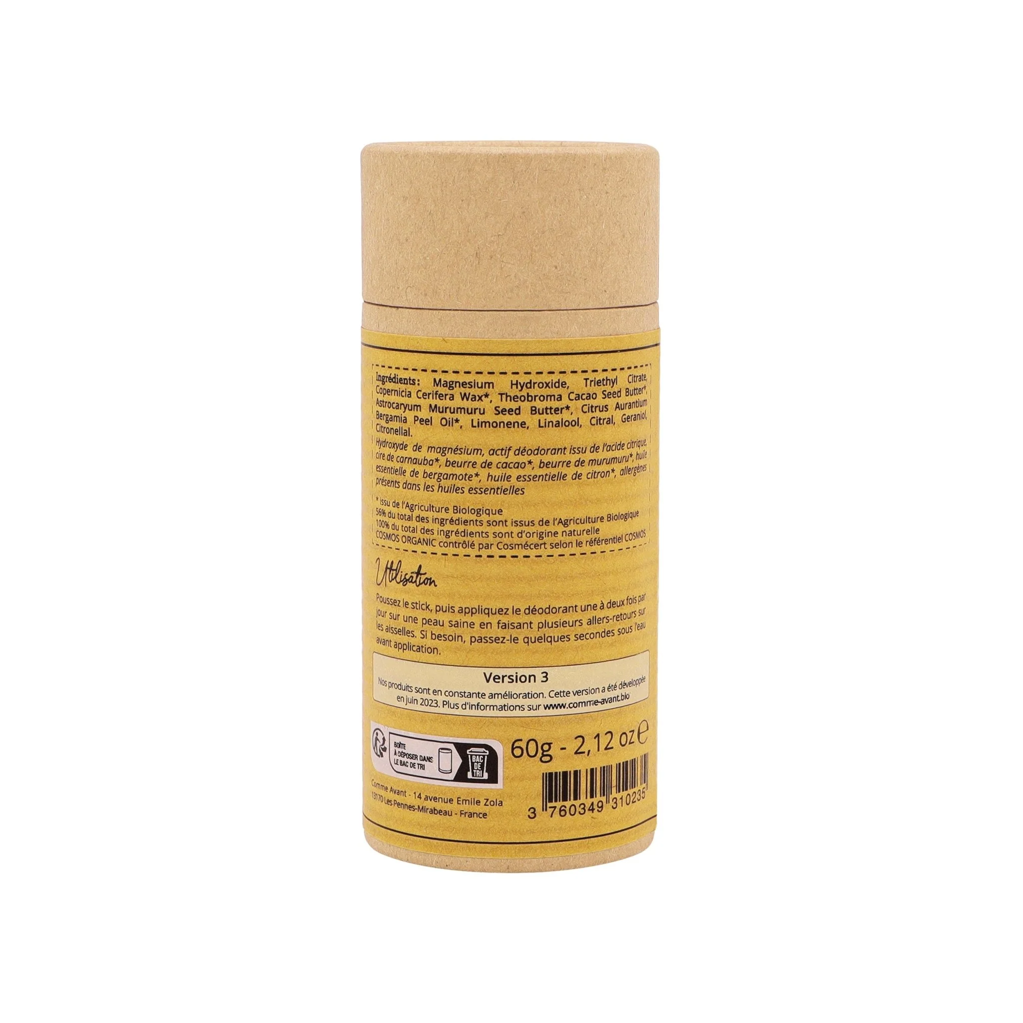 Déodorant solide citron & bergamote - Version 3 - 1 déodorant - 60g