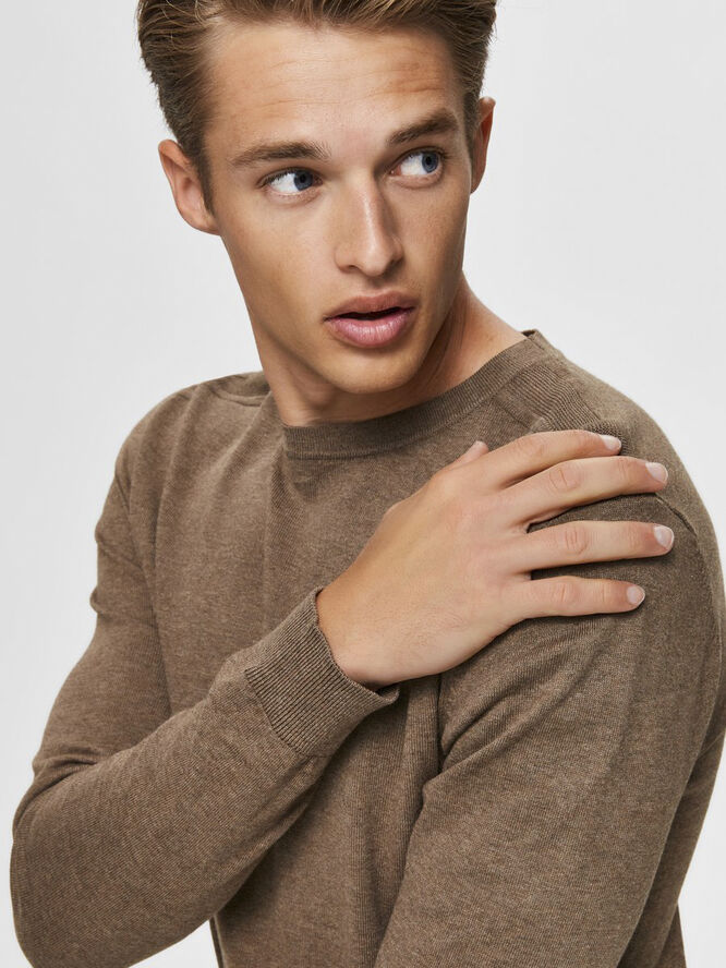 Selected Homme SLHBERG CREW NECK B NOOS Teak/melange