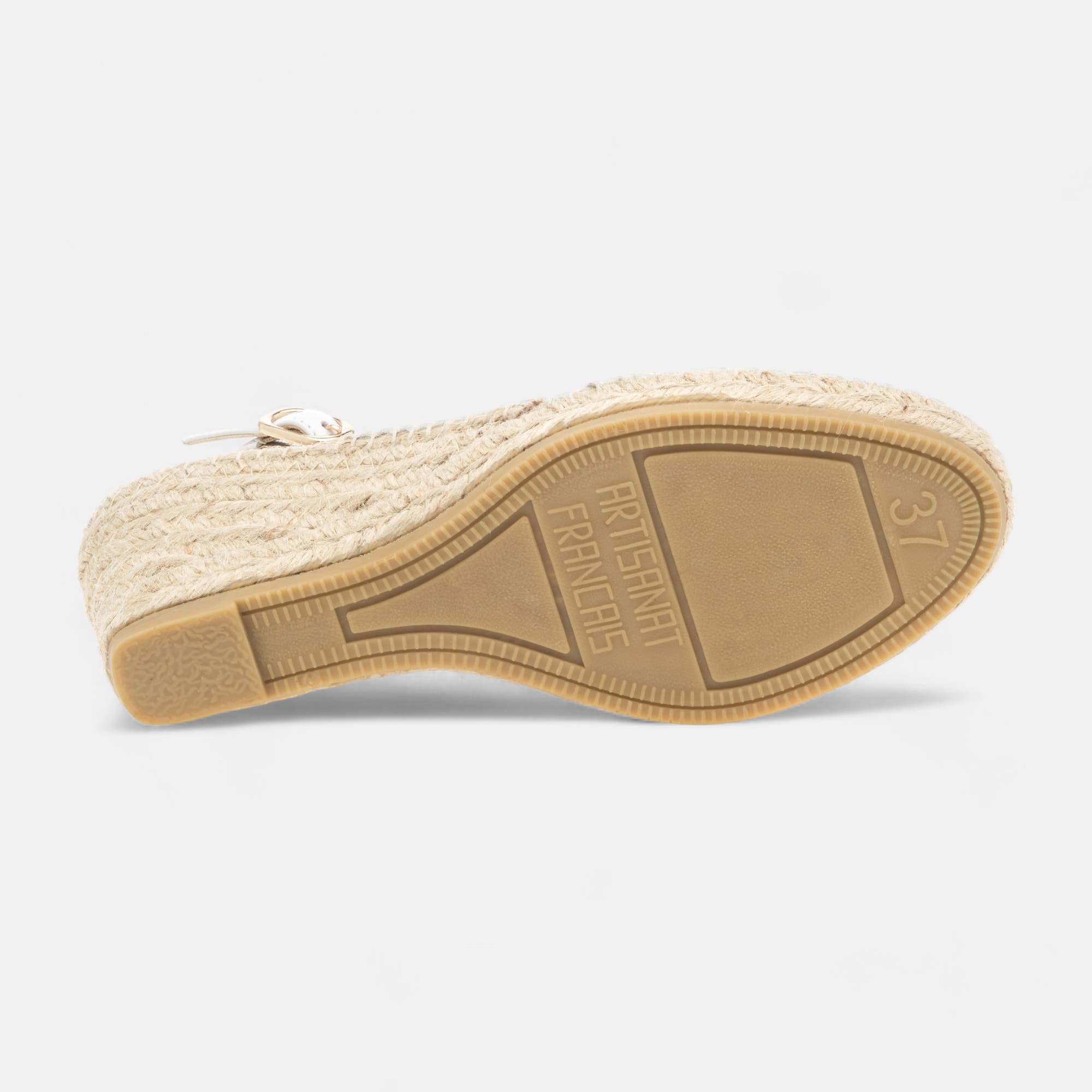Espadrilles à talon compensé Femme en cuir blanc