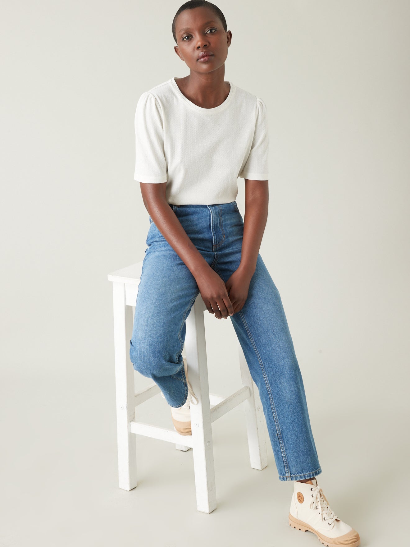 T-shirt jacquard texturé femme - coton bio
