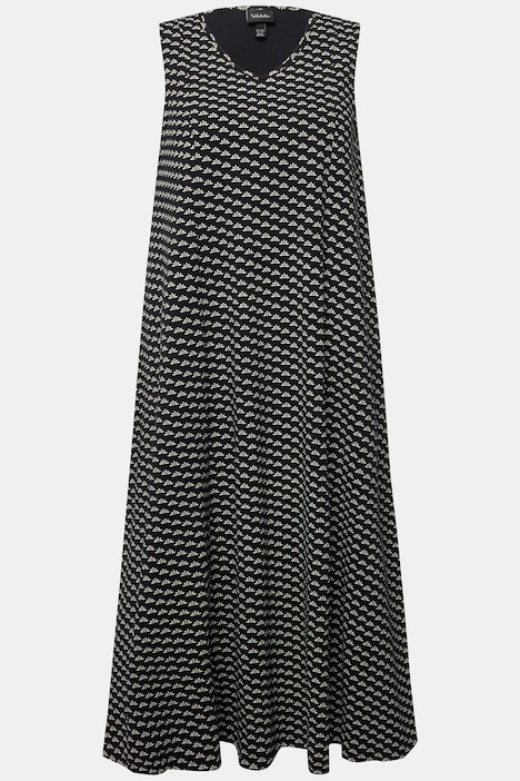 Jersey-Maxikleid, A-Linie, V-Ausschnitt, ärmellos