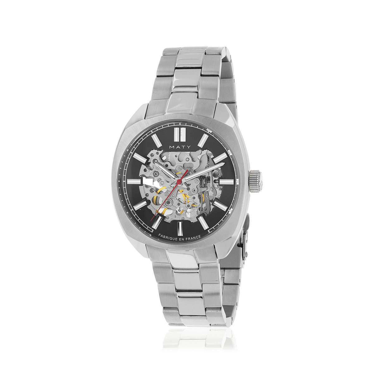 Montre homme squelette automatique acier bracelet acier