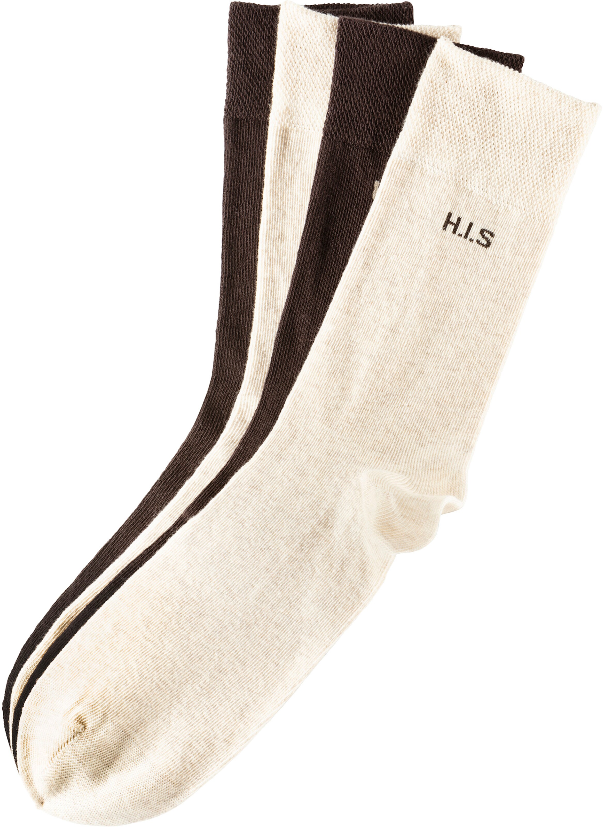 H.I.S Socken in 2x braun-beige, 2x braun