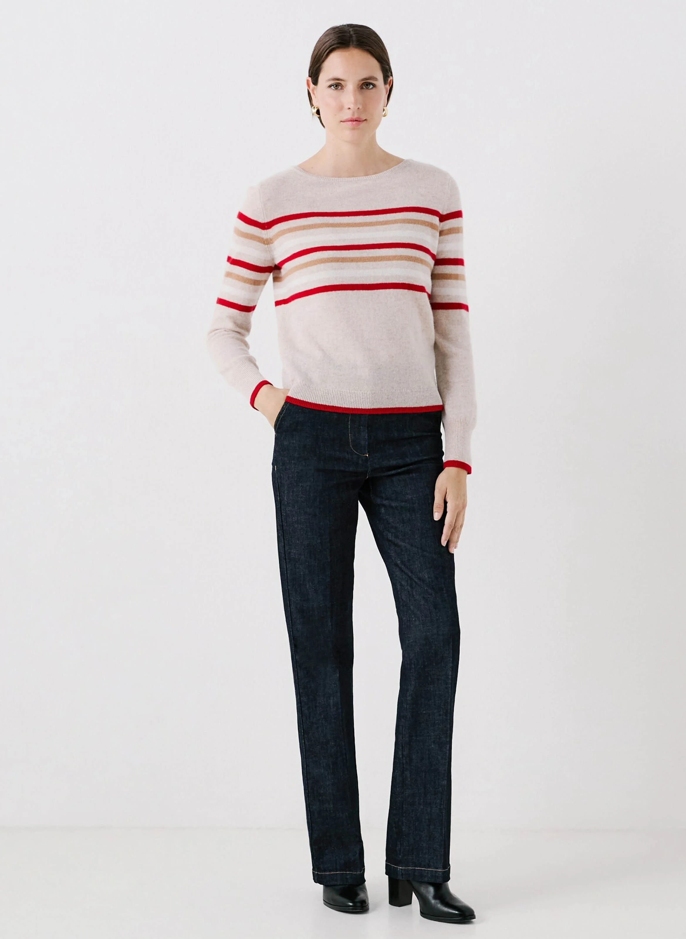 MZOELLA - Pull col rond en cachemire | Beige