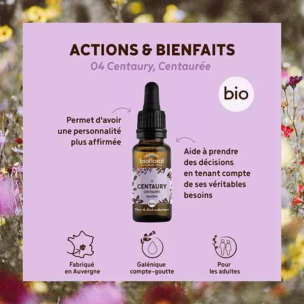 Florais de Bach Biofloral 04 Centaury em gotas, Demeter Orgânico, 20 ml