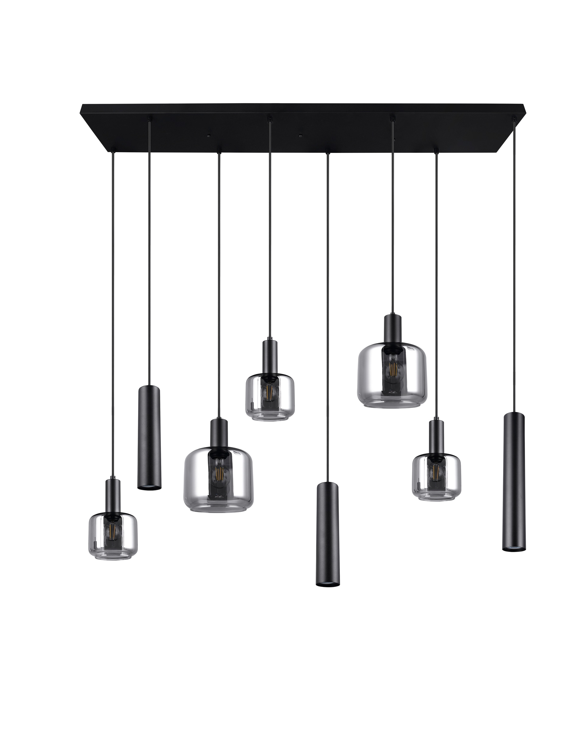 TRIO Retrofit Balkenpendel MATARO 8-flg schwarz /smoke