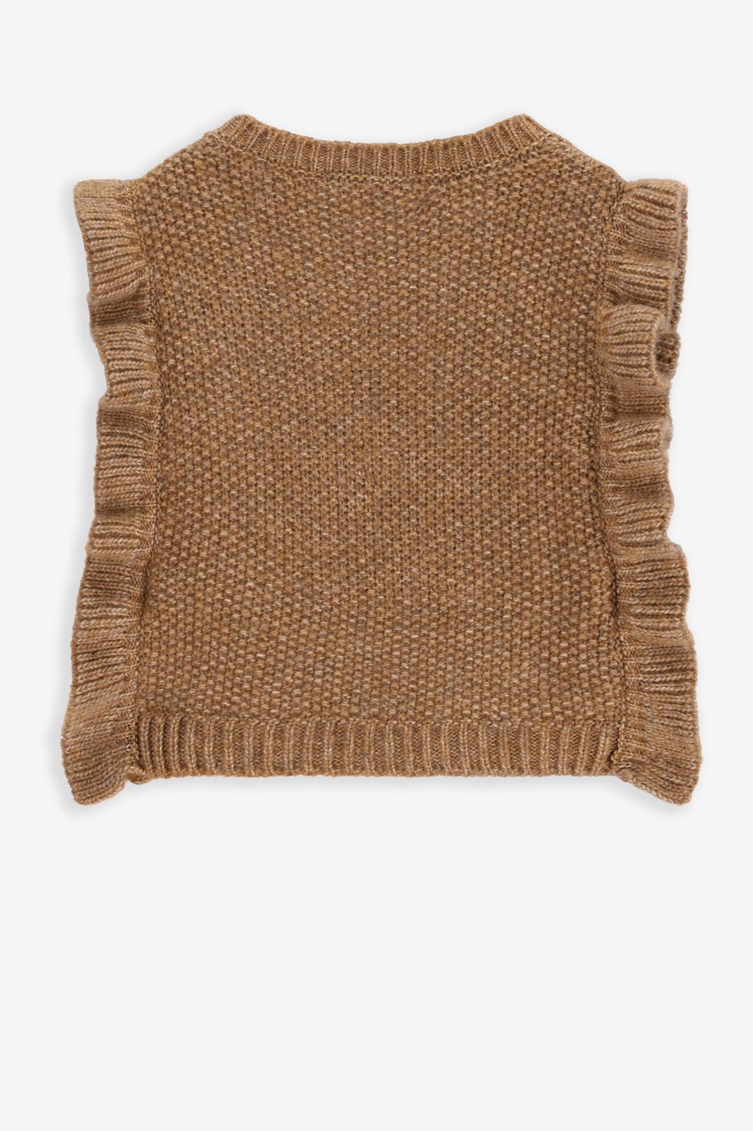 Bruine gebreide spencer met ruffles