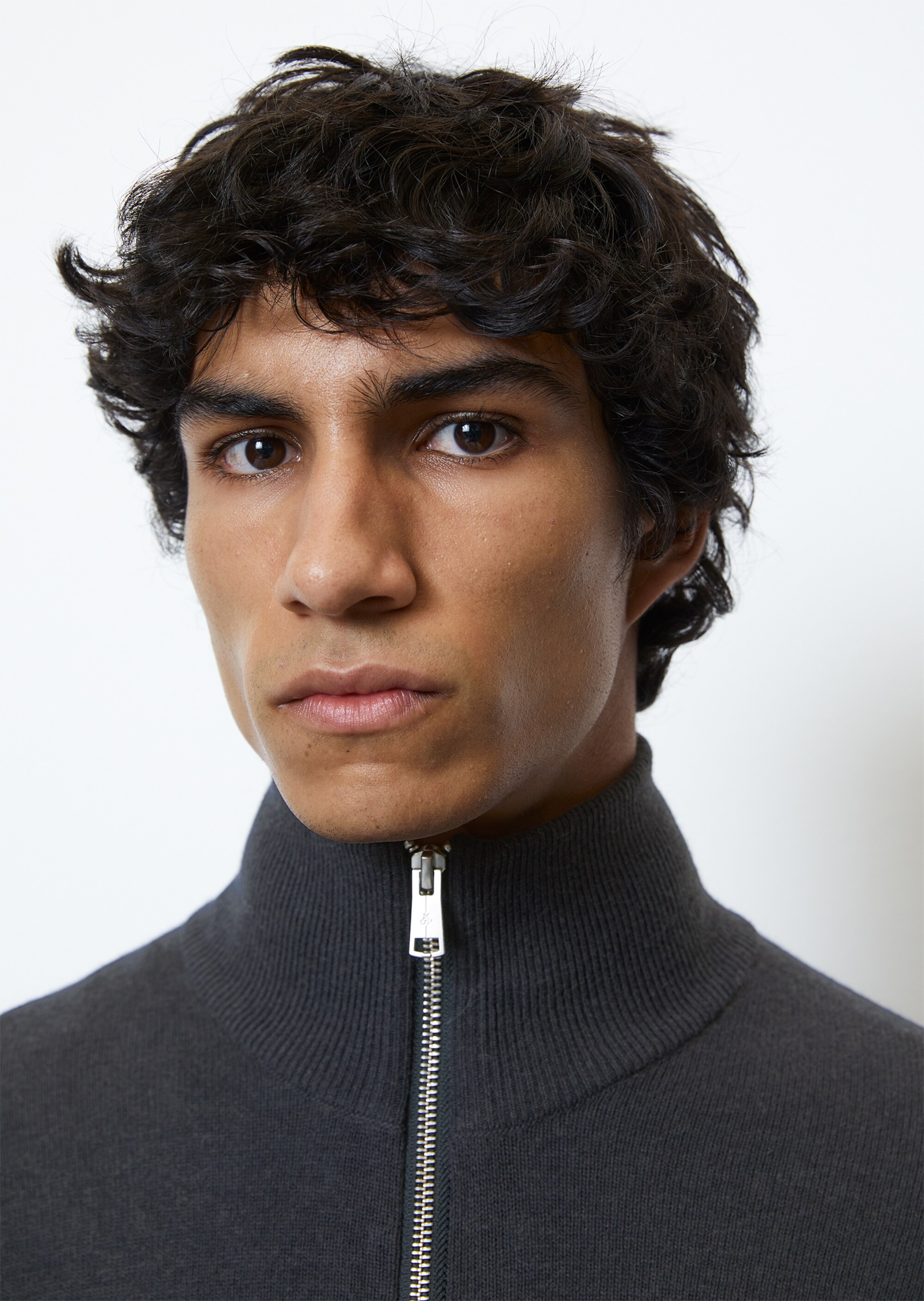 Zip-Cardigan regular aus softem Baumwolle-Schurwolle-Mix