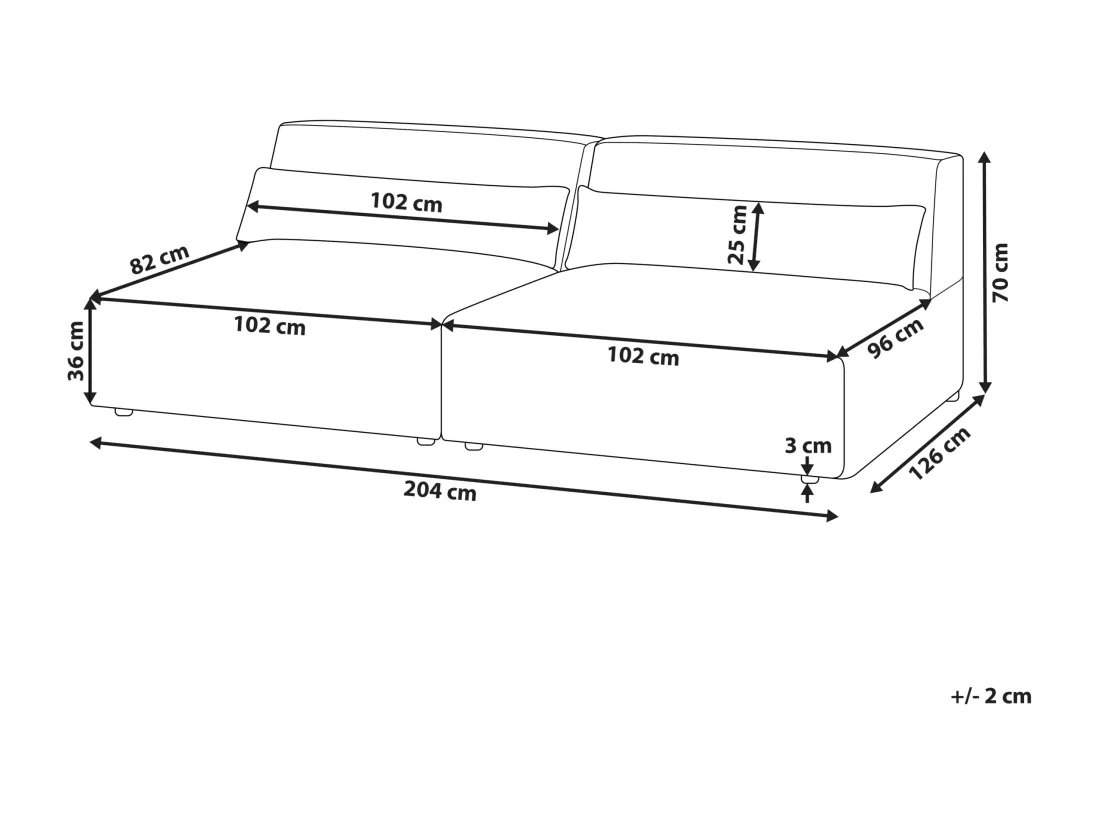 Canapé 2 places modulable en velours sans accoudoirs beige HELLNAR