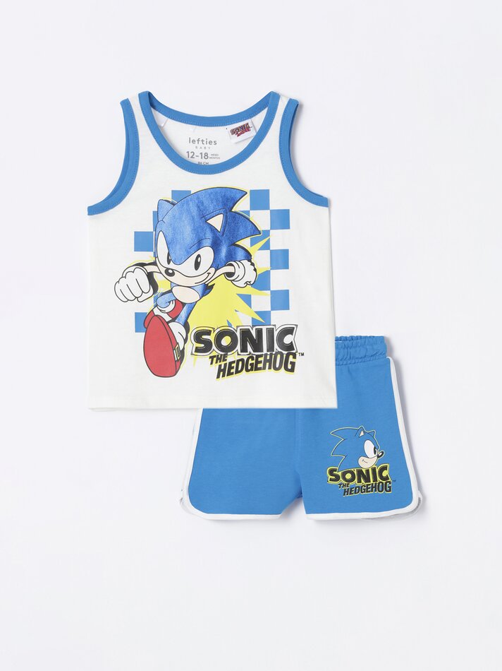 Conjunto Sonicñ de camiseta e bermuda - Off White