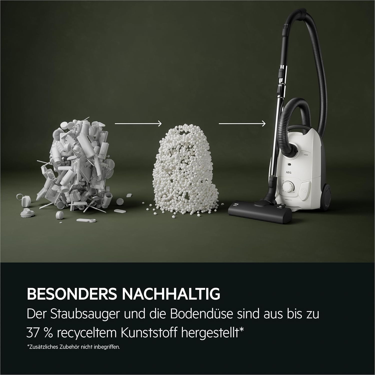 AEG CLEAN 5000 Staubsauger mit Beutel, Hohe Saugleistung, 37 % Recyclingkunststoff, AllFloor Bodendüse mit Klicksystem, 2in1 Multifunktionsdüse, 8,5m Aktionsradius, Waschbarer Hygiene-Filter, AB51C1SW