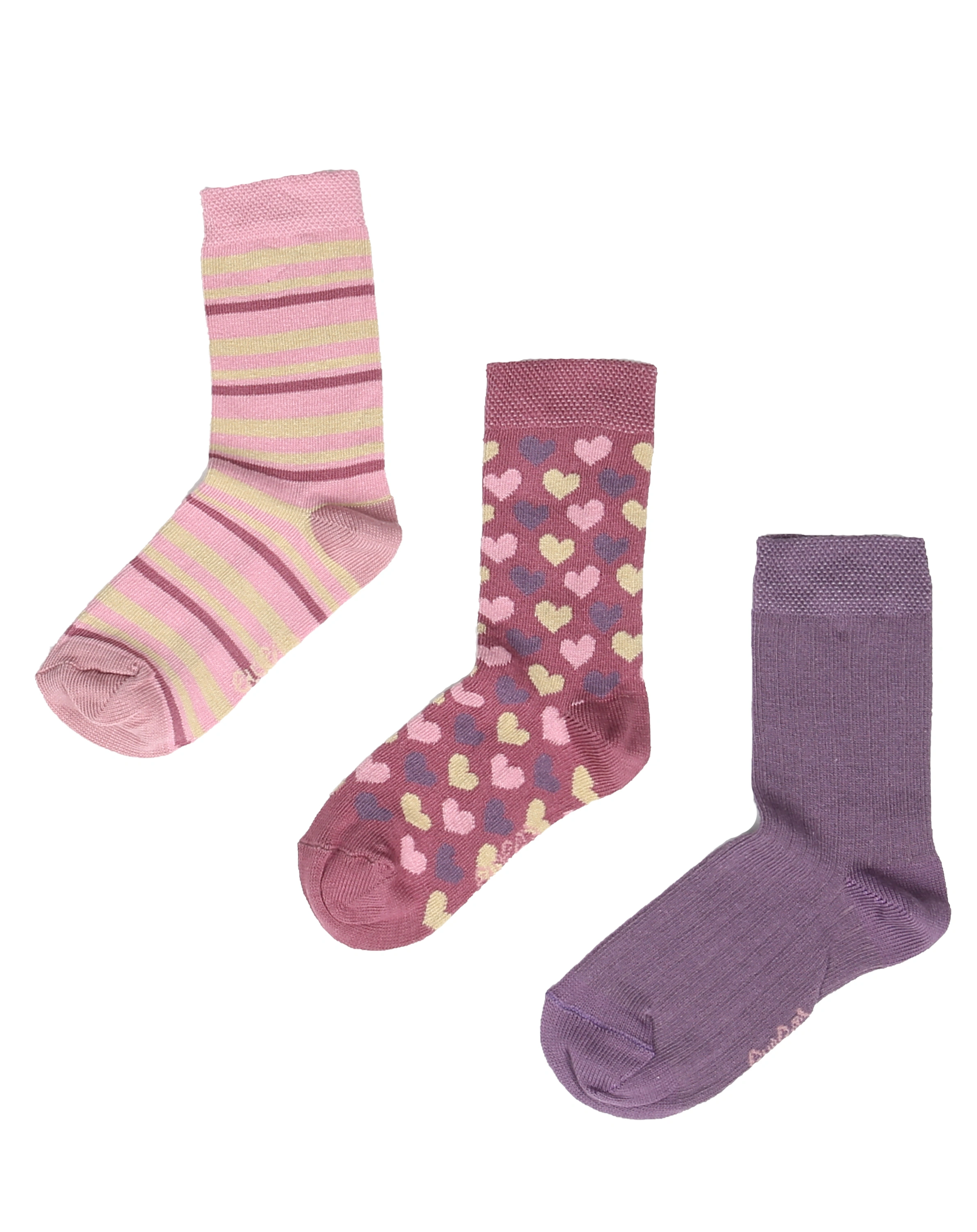 Socken HERZEN/RINGEL 6er-Pack in wildrose/weintraube