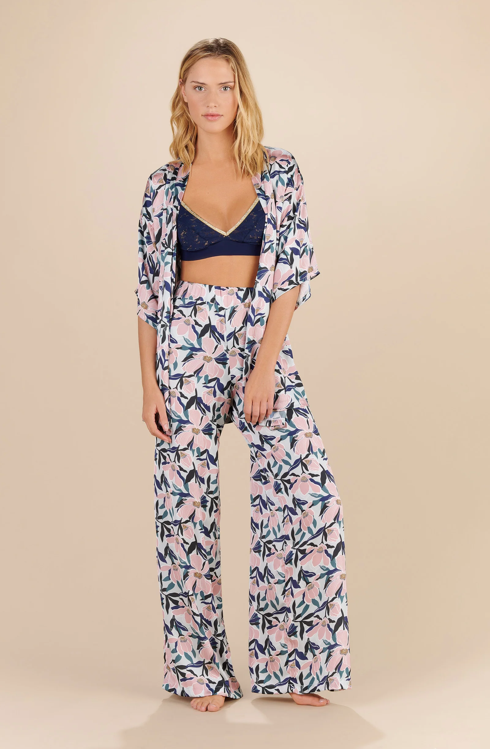 delila Kimono en satin imprimé MAGNOLIA Magnolia