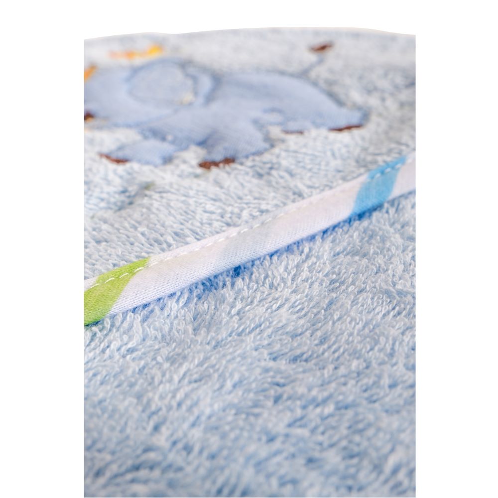 Cangaroo Baby-Kapuzenhandtuch Manny 76 x 76 cm Babyhandtuch Tiermotiv Baumwolle blau