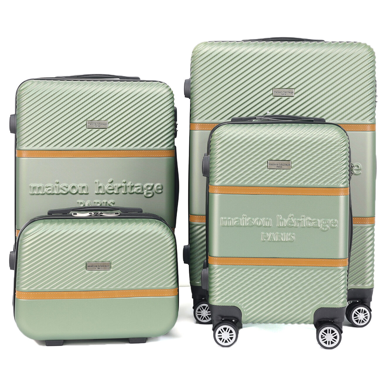 Maison Héritage 3 Valises 4 roues doubles & Vanity Opéra 50/60/70/30 cm & Vanity vert kaki