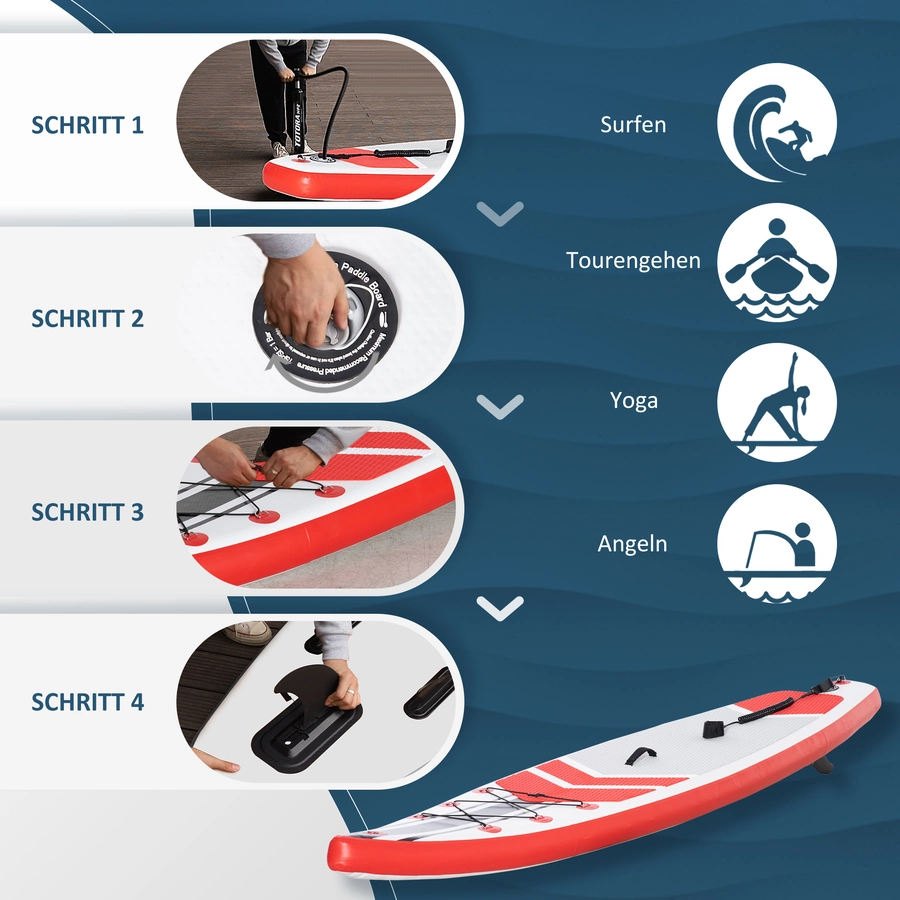 Outsunny Paddleboard mit rutschfester Belag weiß