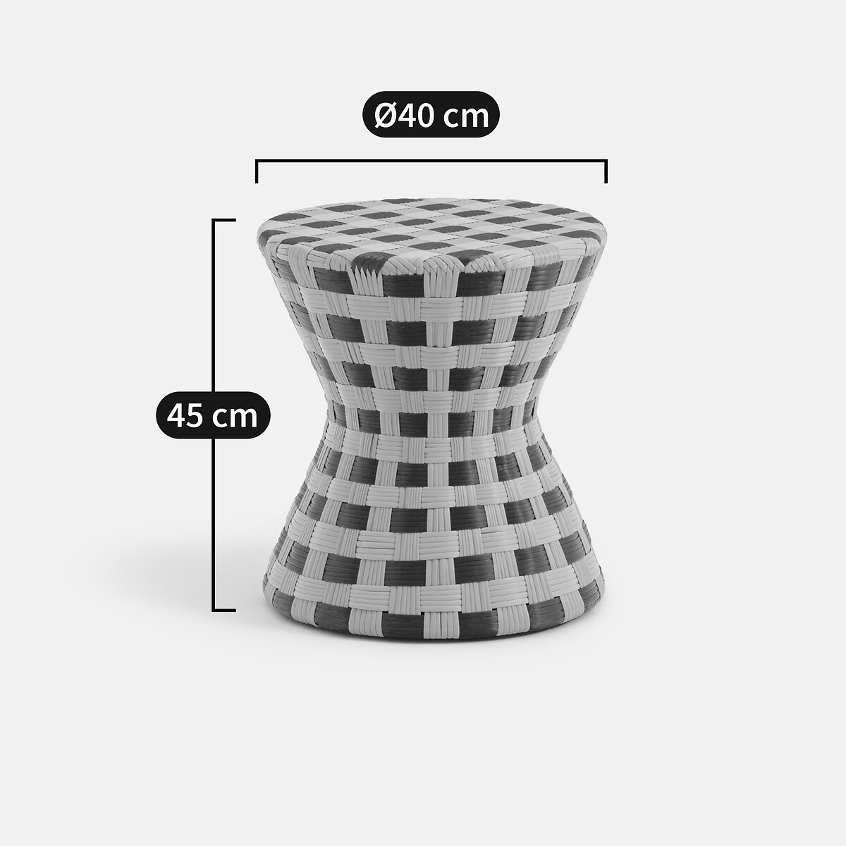 LA REDOUTE INTERIEURS<br>Mesa lateral de metal e resina trançada com aço, Bianca