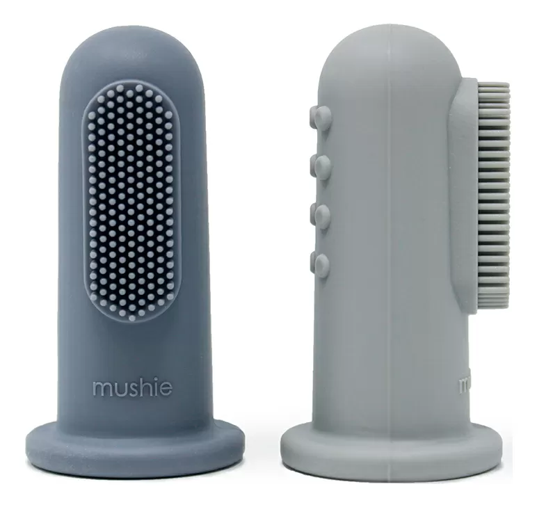 Mushie Finger Tandbørste Stone/Tradewinds - 2 stk.