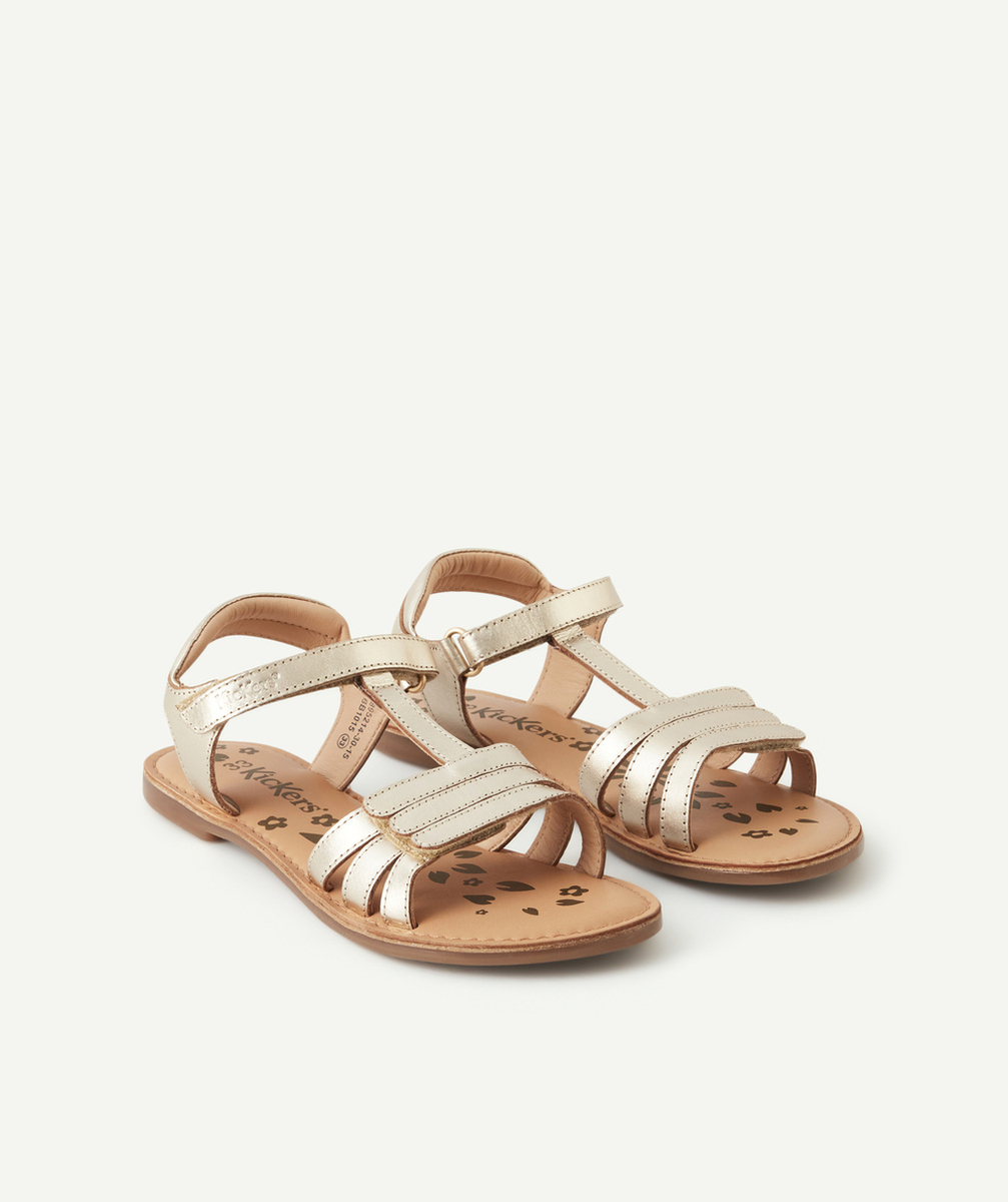 KICKERSSANDALES FILLE DIAMANTO OR EN CUIR
