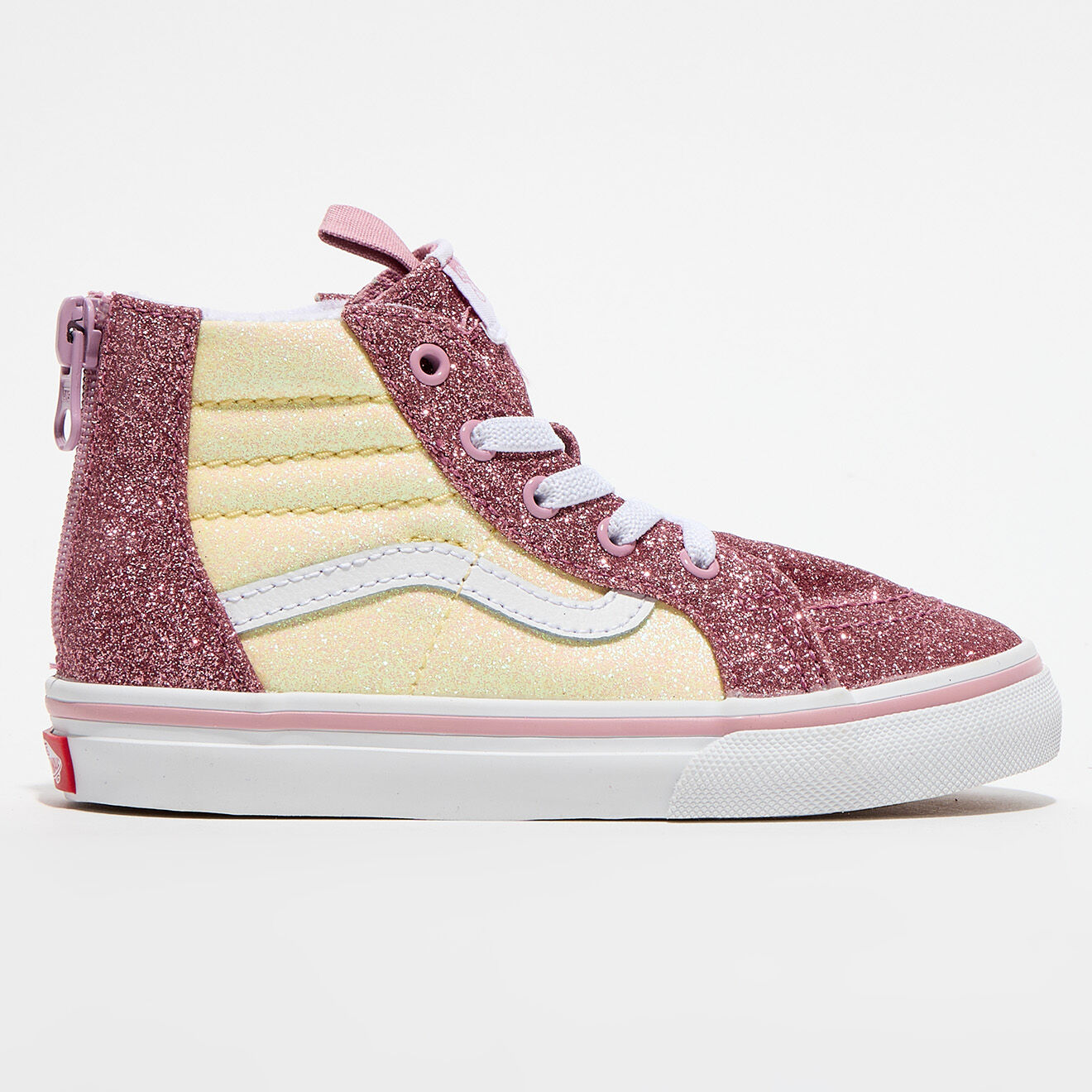 Vans Baskets SK8-Hi à paillettes rose/jaune