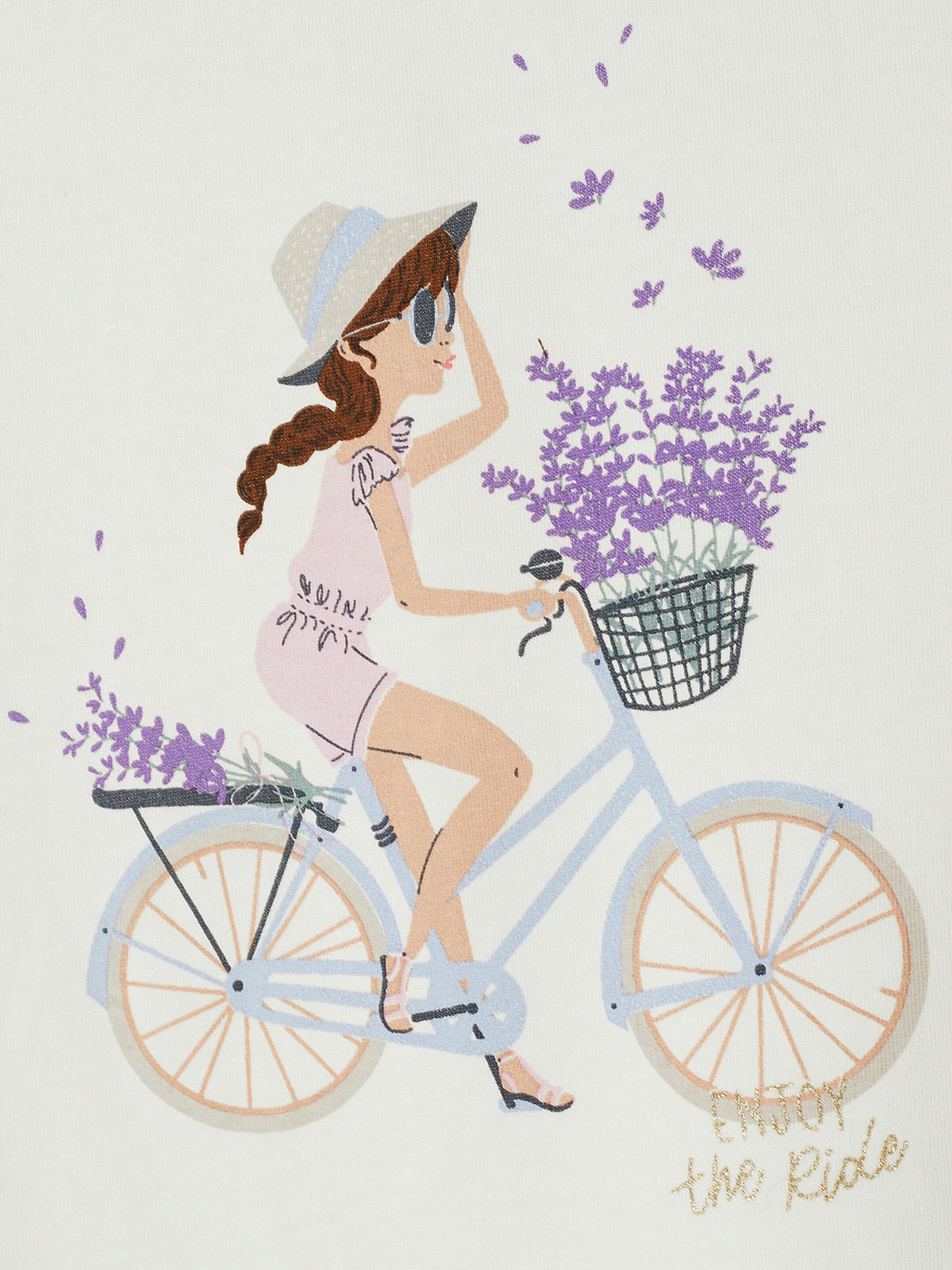 Vertbaudet Mädchen T-Shirt weiß/fahrrad