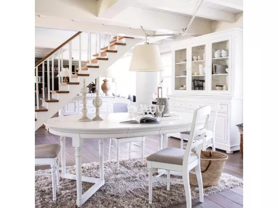 Buffet 3 portes vitrées Bois-MDF Blanc - Harmonie Interior's