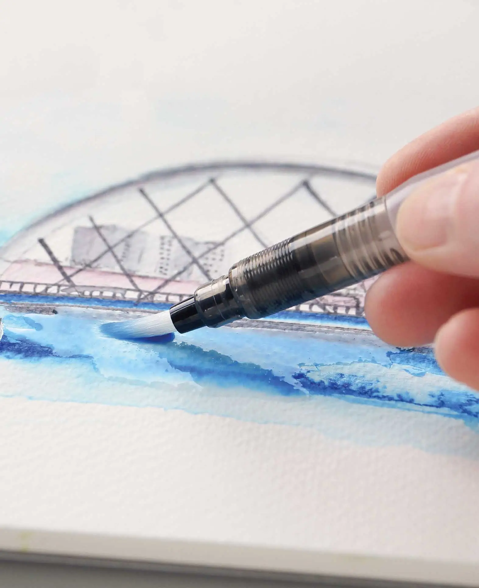(4er Set) Wassertankpinsel Künstler Pinsel für Aquarell Malerei / Kalligraphie