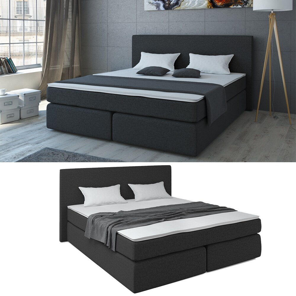 VitaliSpa Boxspringbett Doppelbett Polsterbett 140x200 Komfortschaum Topper