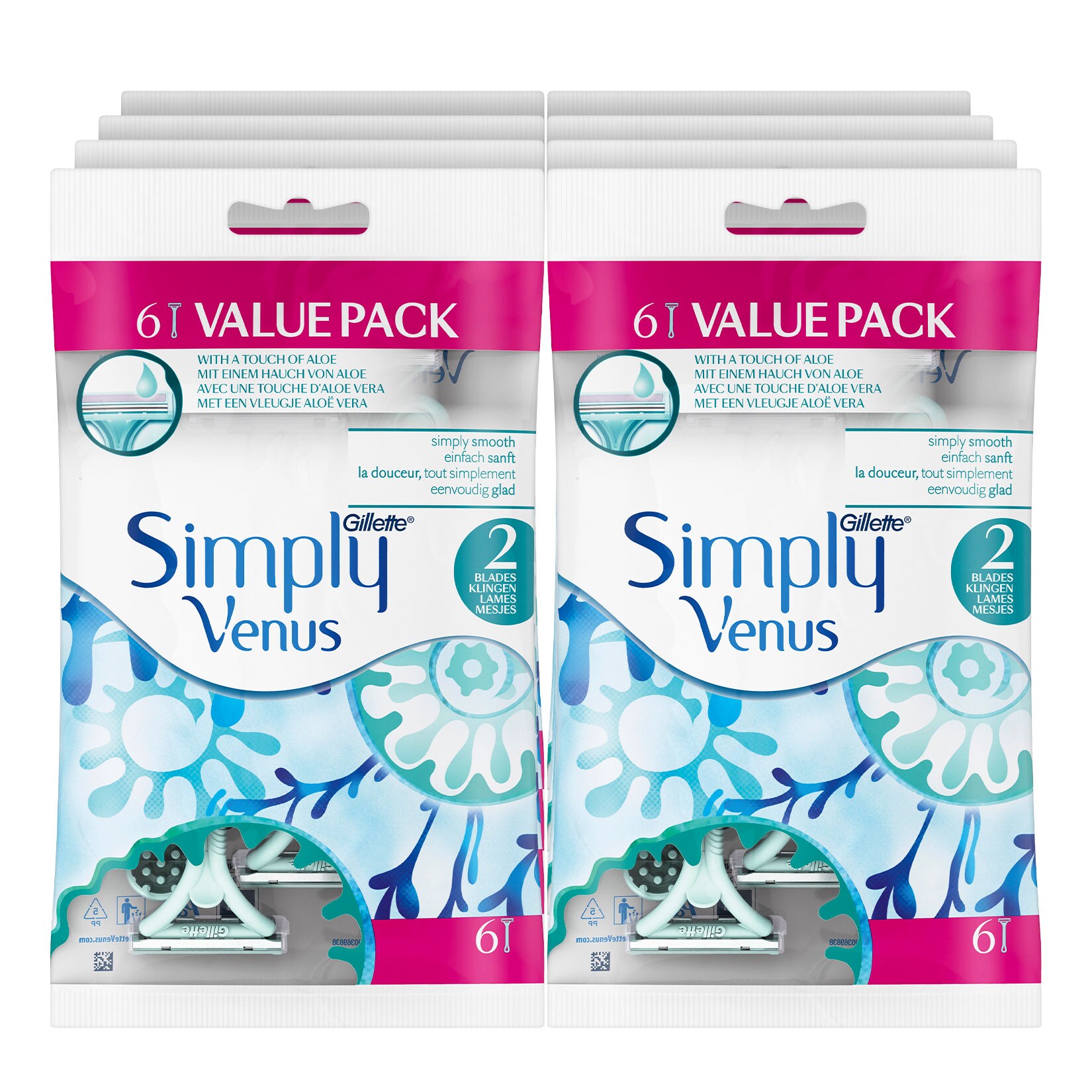 Gillette Einwegrasierer Simply Venus 6 ST, 8er Pack