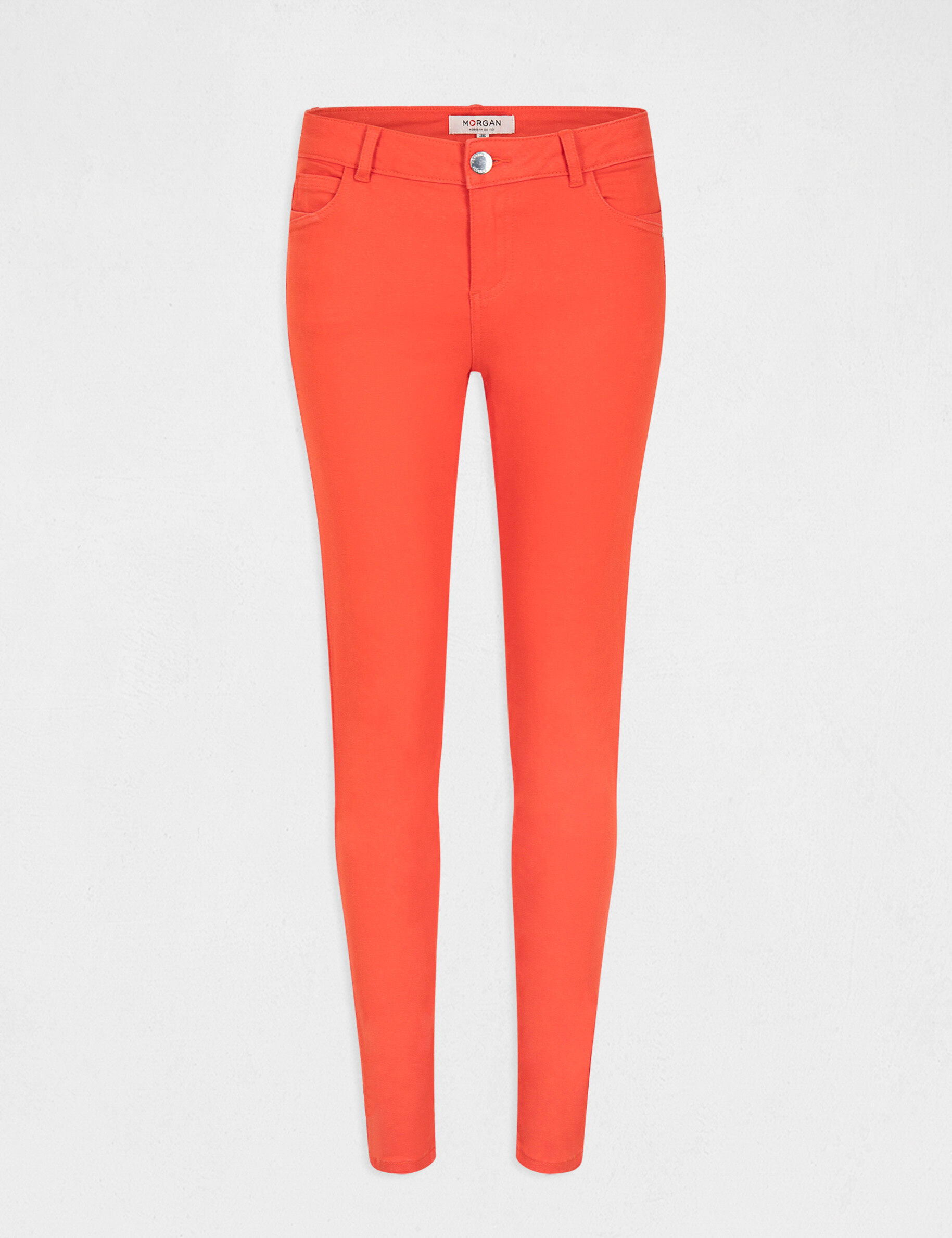 Jeans skinny taille basse orange femme - orange
