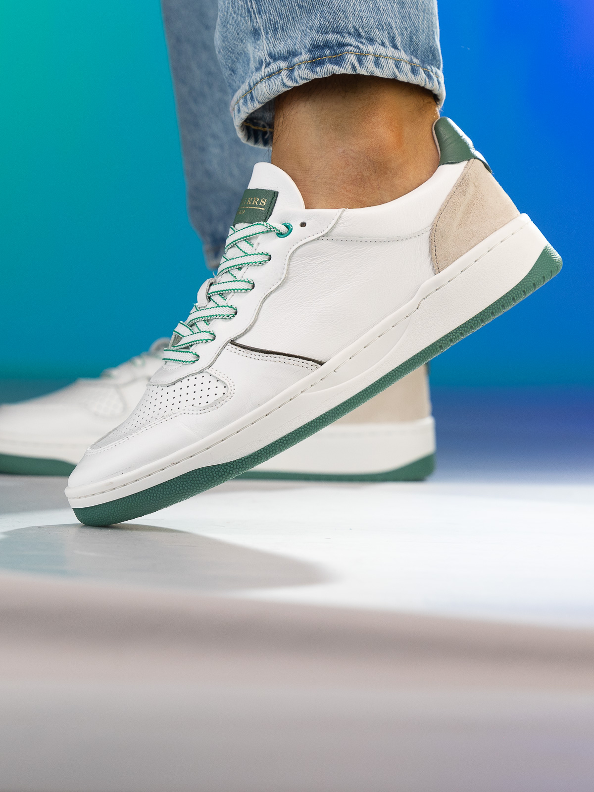 Gregers - Clay Leather White Green - Trapes Sko