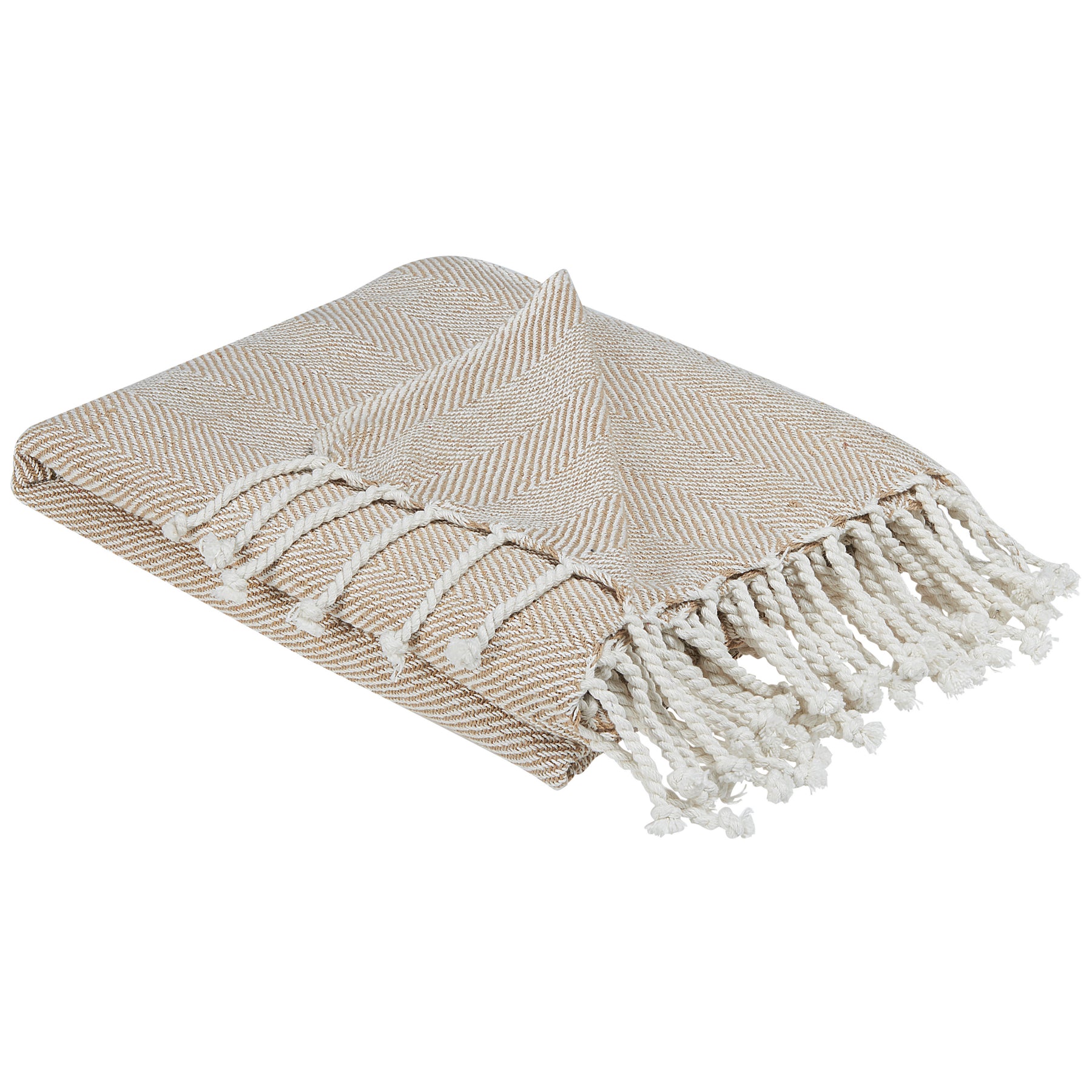 Beliani - TILMI - Plaid - Lichtbeige - 130 x 160 cm - Katoen