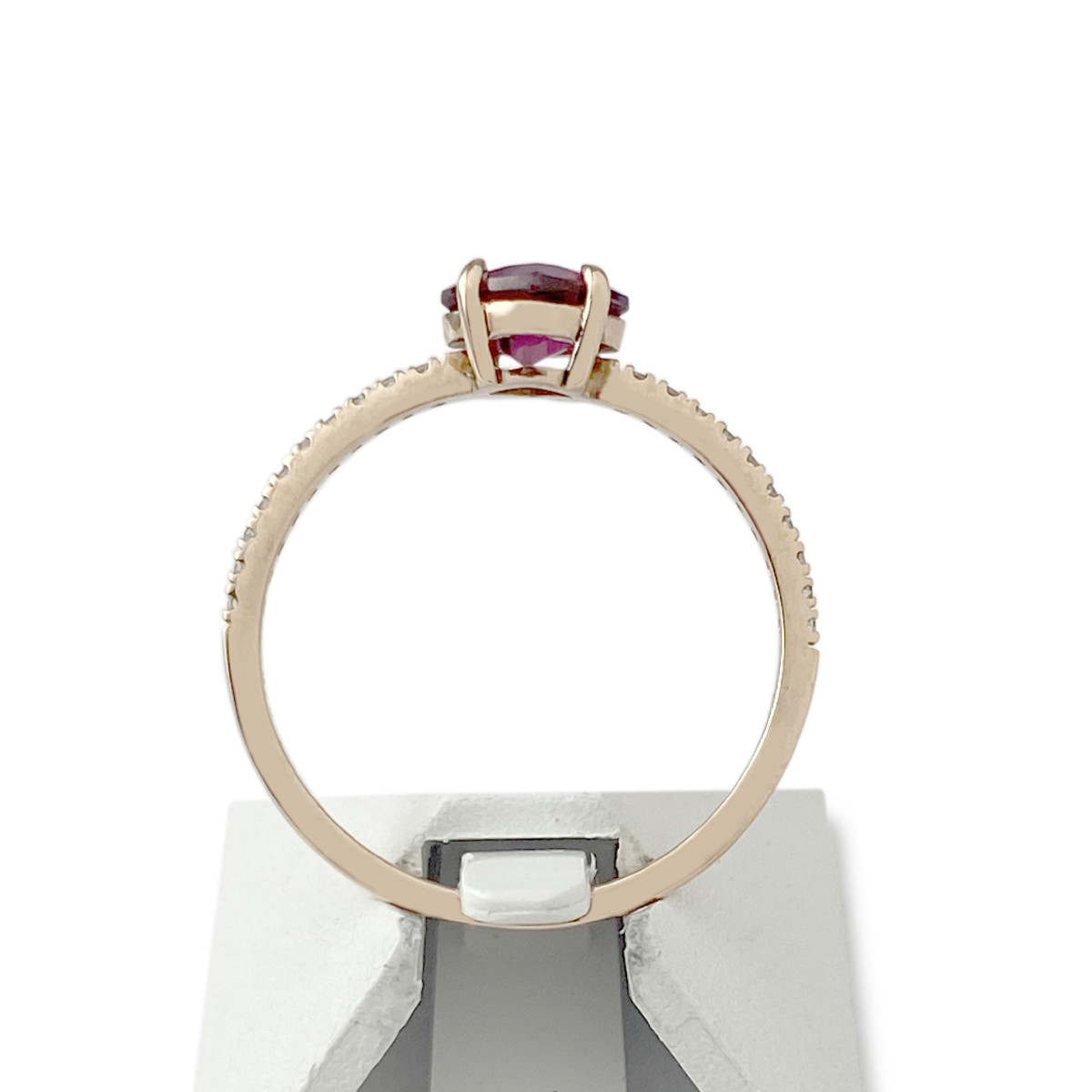 Bague d'occasion or 375 rose grenat rhodolite et diamants
