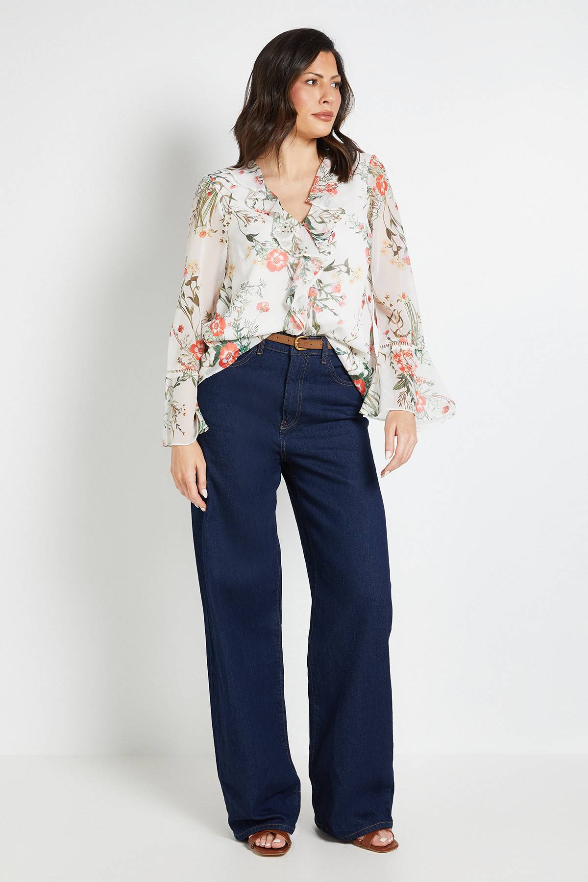 Wallis Blouse à Volants avec Finitions en Dentelle Florale
