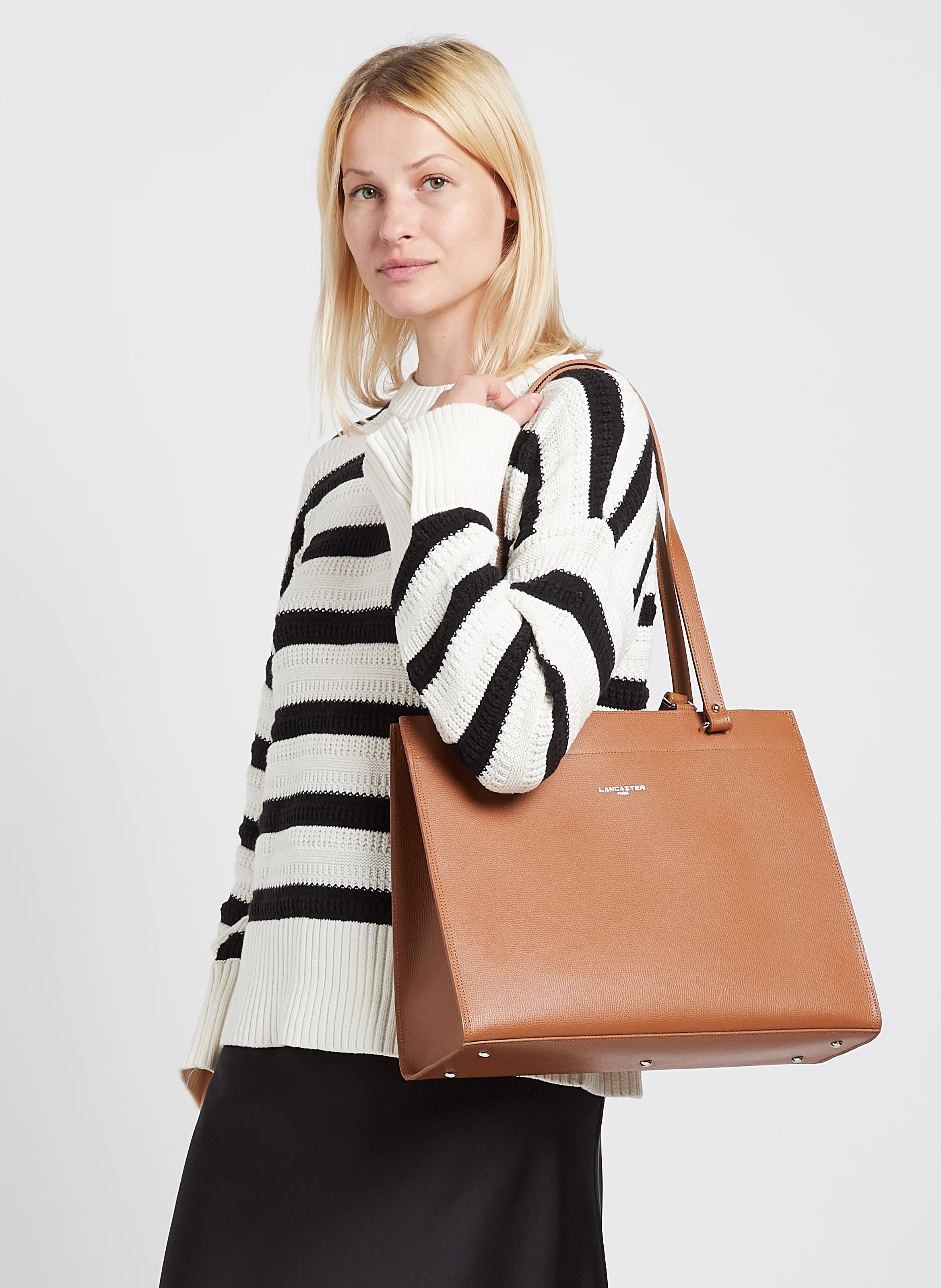 Grand sac cabas en cuir| Marron