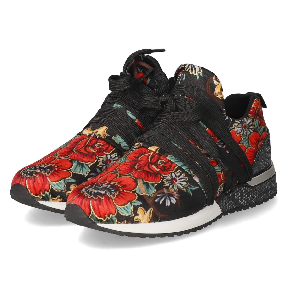 La StradaLow Sneaker - Velvet Black / Red Flower