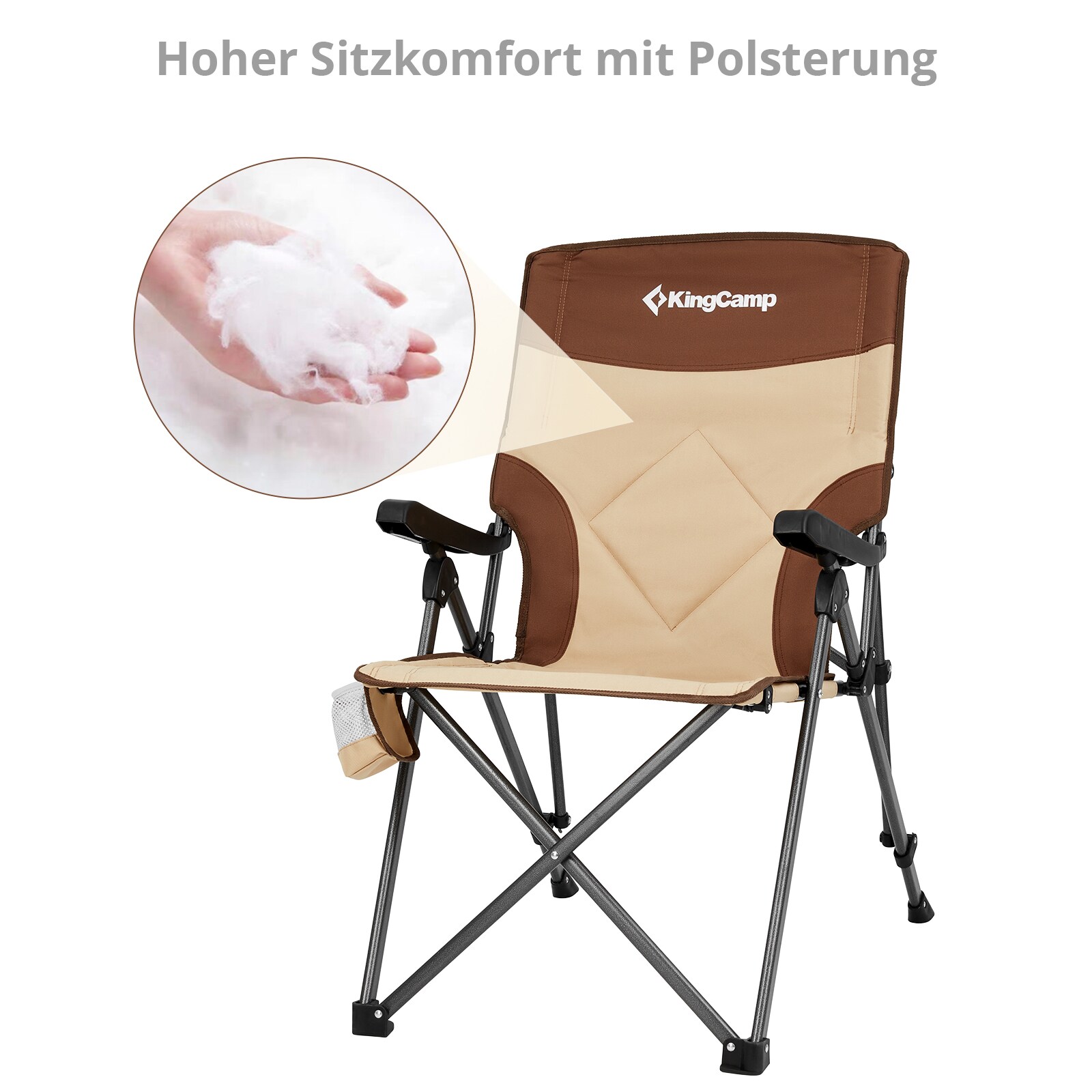 KINGCAMP Campingstuhl Pinedale Camping Klappstuhl Faltstuhl Stahl Verstellbar Farbe: Black/Light Grey