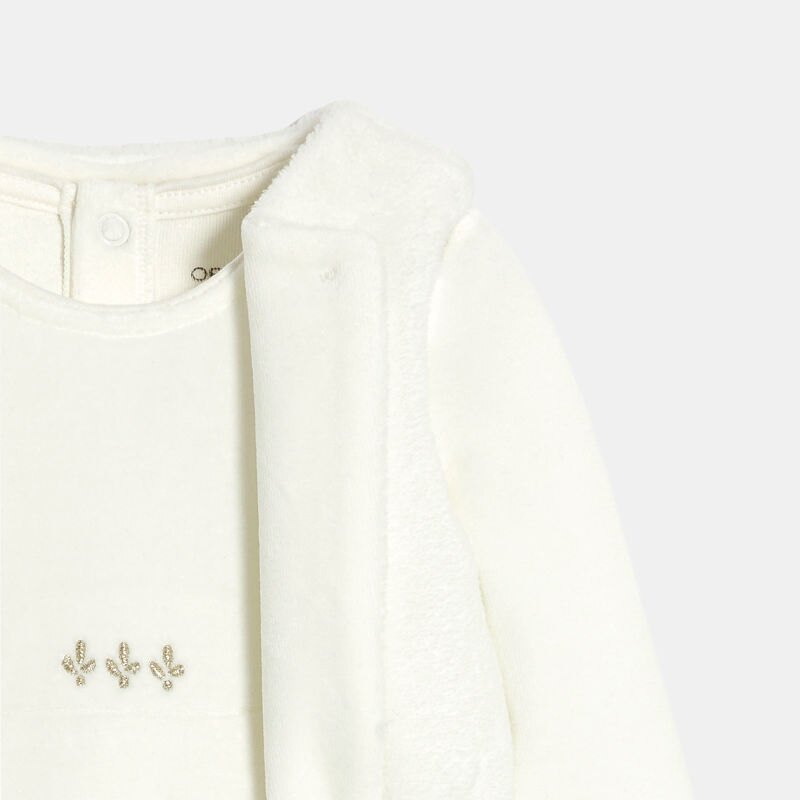 Dors-bien velours avec gilet sans manches soft boa blanc bébé fille Blanc