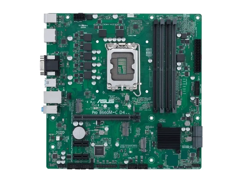 ASUS PRO B660M-C D4-CSM - Bundkort - micro ATX - LGA1700 sokkel - B660 Chipset - USB 3.2 Gen 1, USB-C Gen1 - Gigabit LAN - onboard grafik (CPU påkrævet) - HD Audio (8-kanaler)