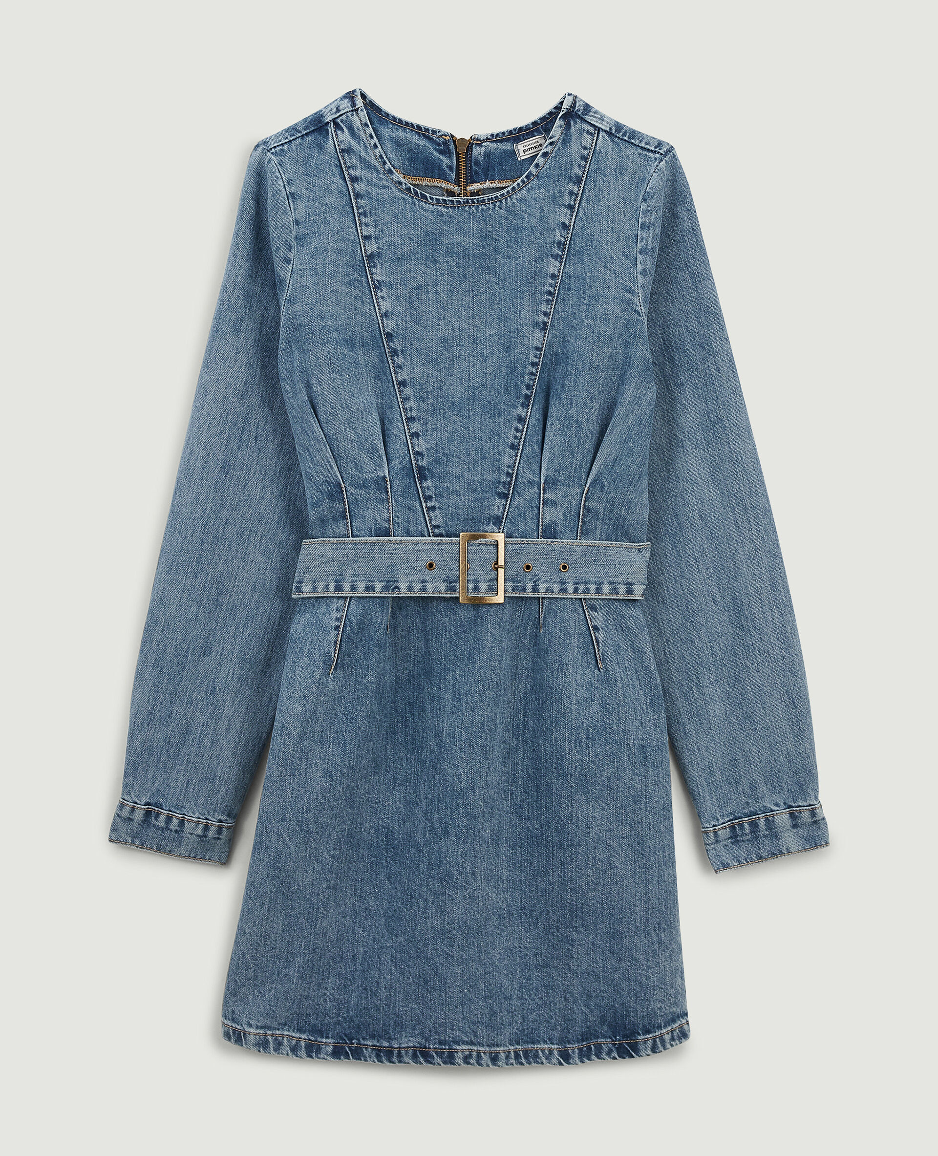 Robe en jean avec ceinture - Bleu