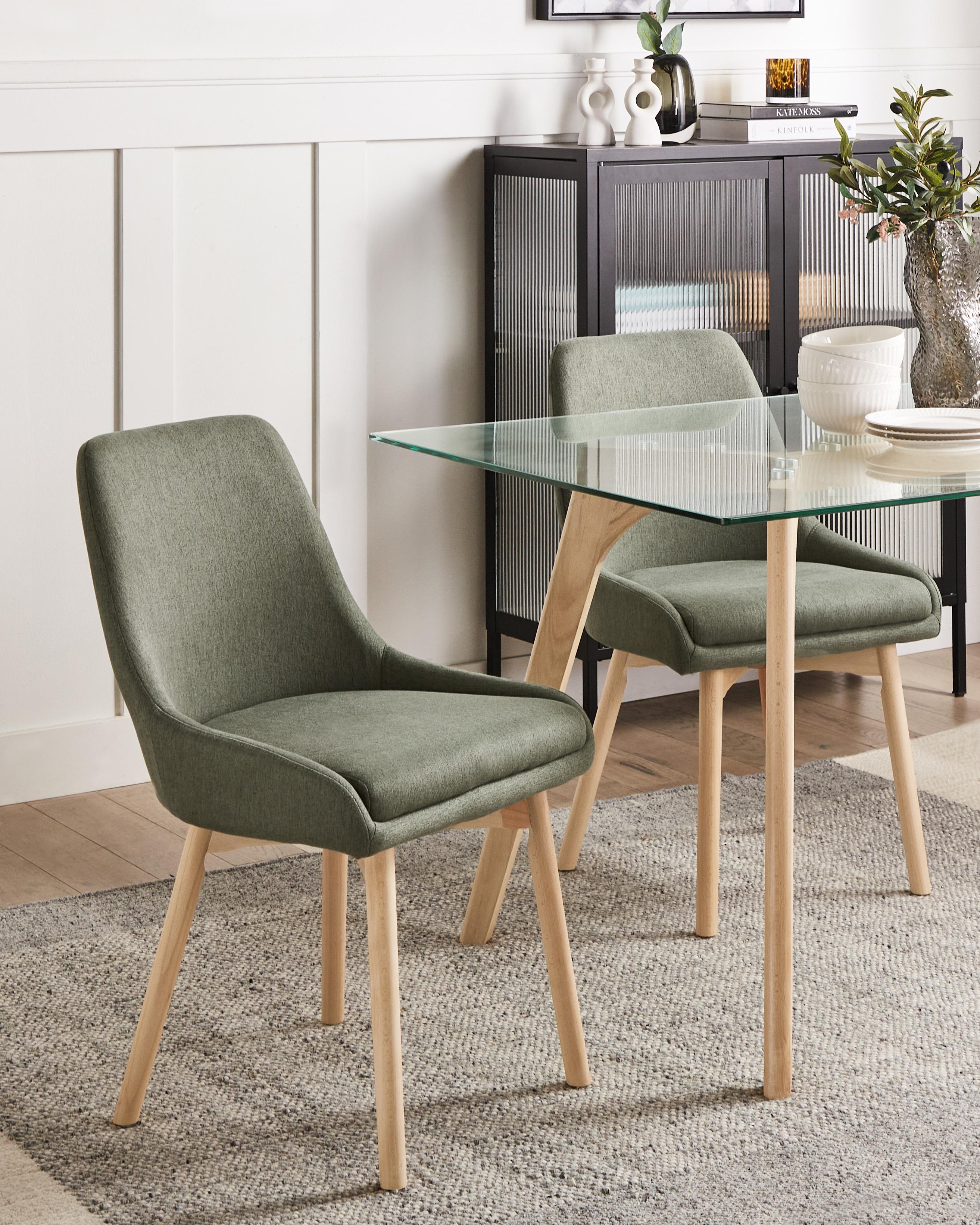 Set van 2 eetkamerstoelen MELFORT Stof Donkergroen