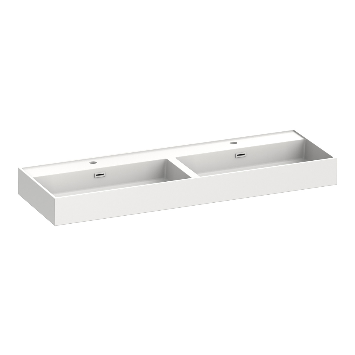 Brauer Gravity dubbele wastafel mineraalmarmer 140cm met 2 kraangaten wit glans